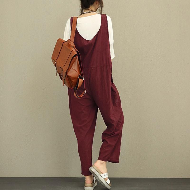 Oversized Løs Afslappet Jumpsuit I Bomuld