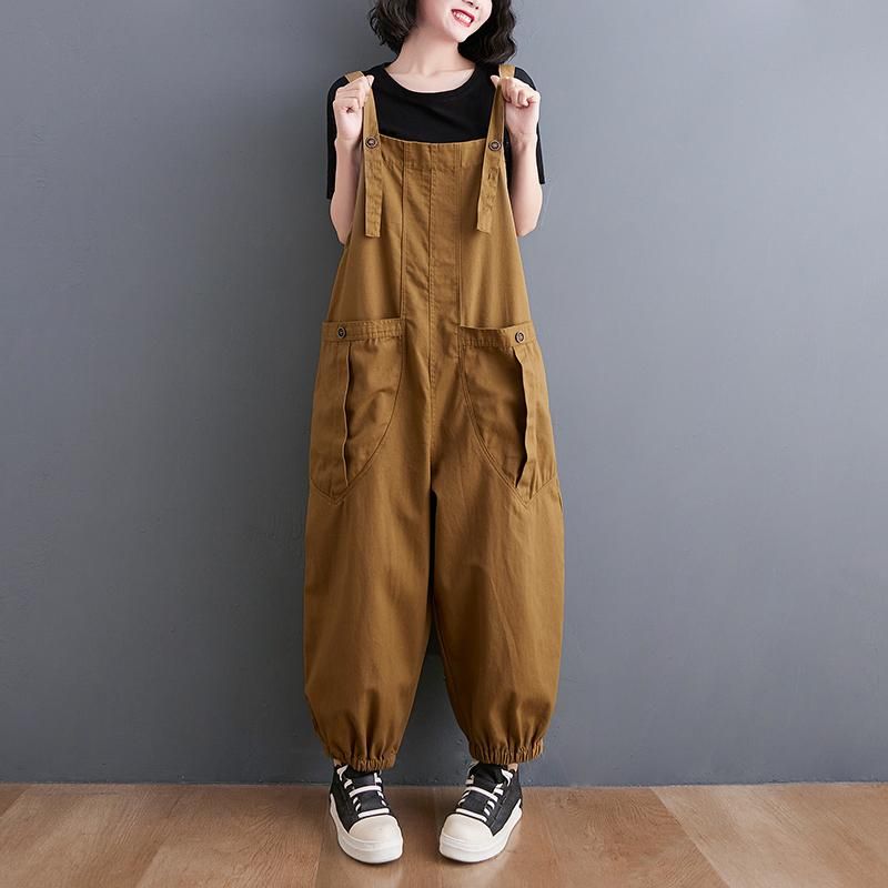 Plus Size Løs Casual Jumpsuit I Bomuld