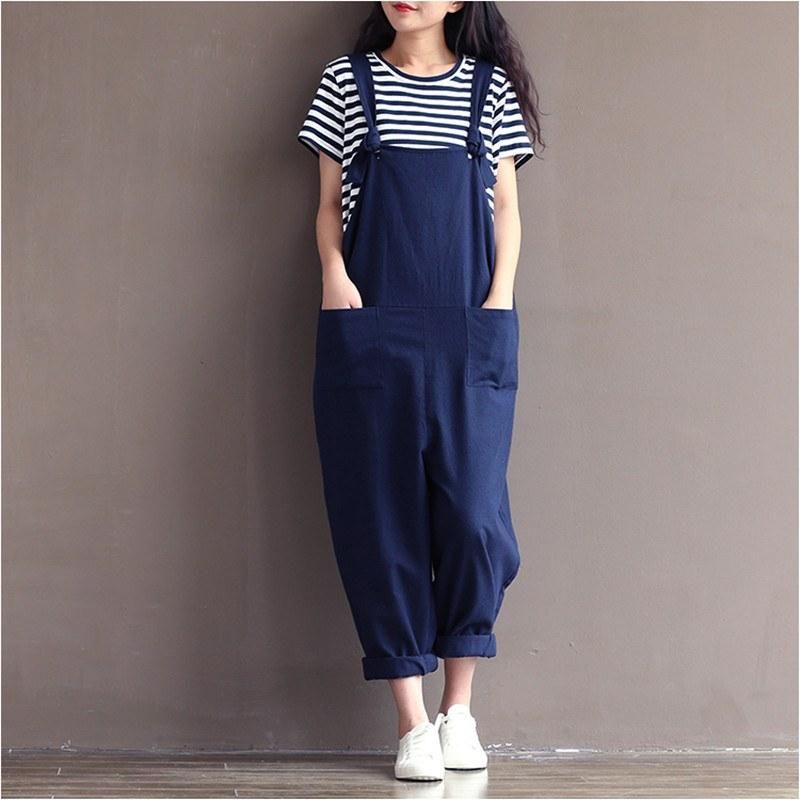 Preppy Stil Casual Loose Jumpsuit I Hør