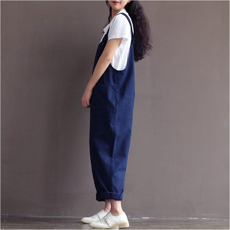 Preppy Stil Casual Loose Jumpsuit I Hør