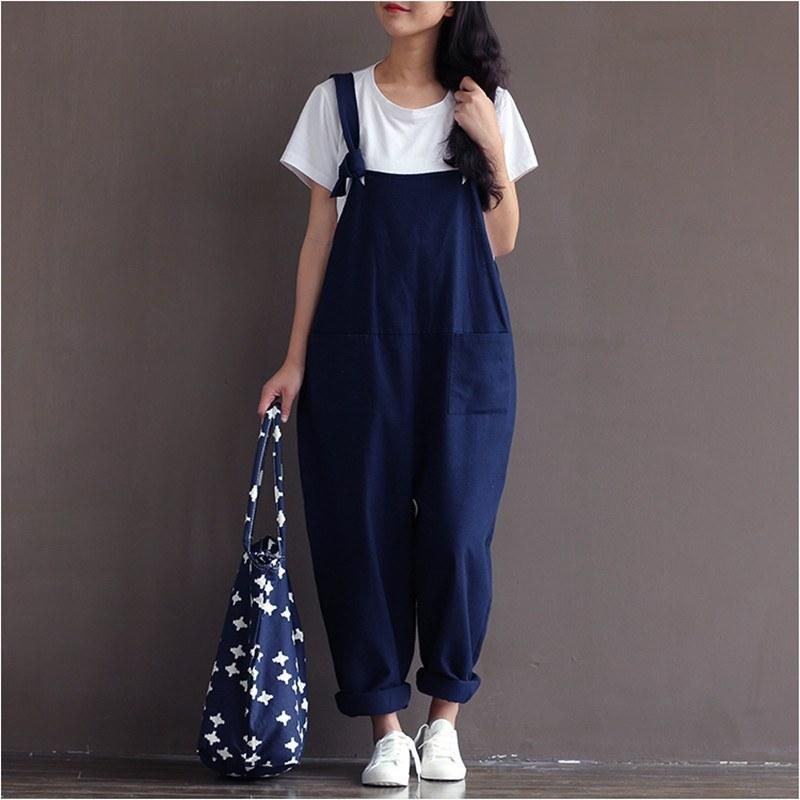 Preppy Stil Casual Loose Jumpsuit I Hør