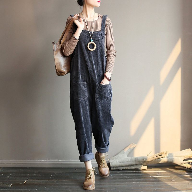 Retro Løs Casual Jumpsuit I Bomuld