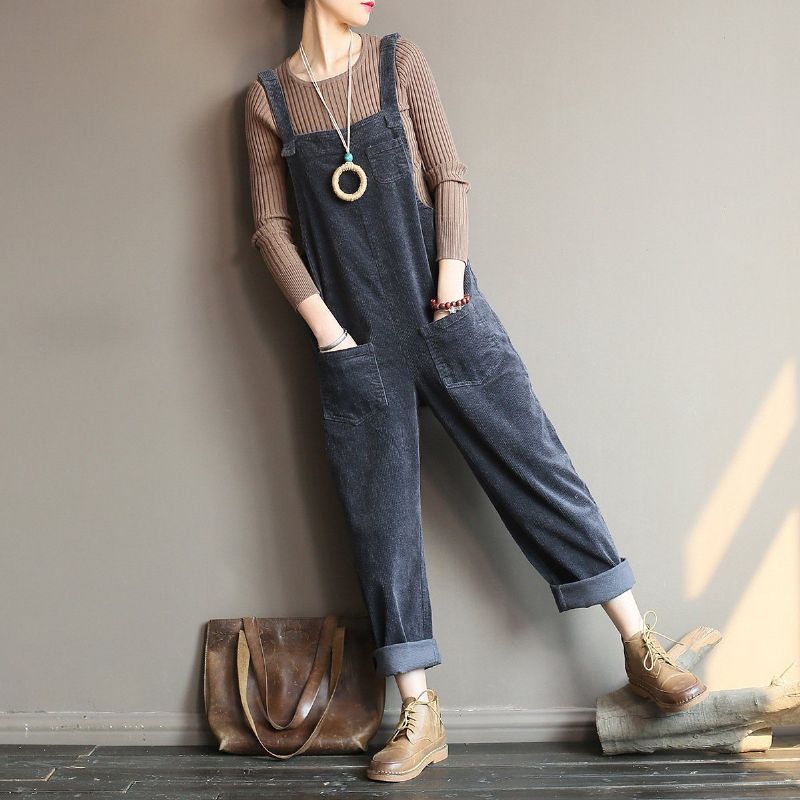 Retro Løs Casual Jumpsuit I Bomuld