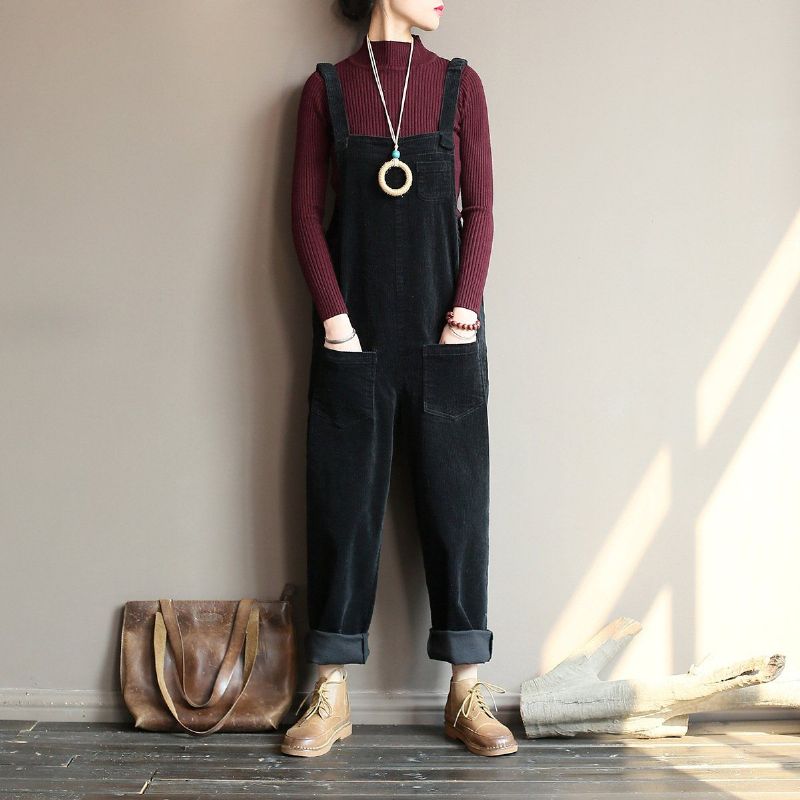 Retro Løs Casual Jumpsuit I Bomuld