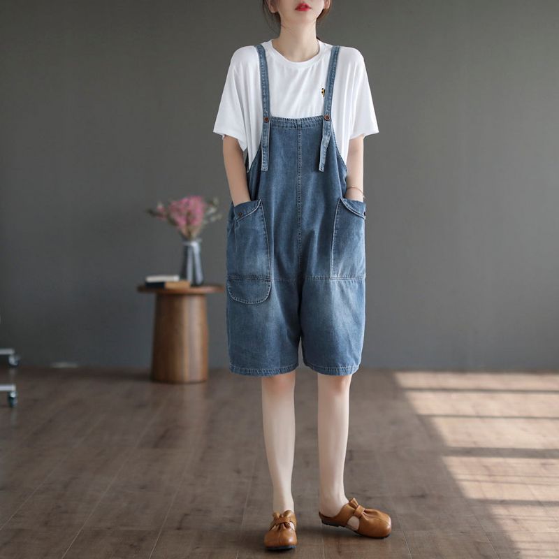 Sommer Løs Casual Bomuld Denim Jumpsuit