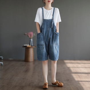 Sommer Løs Casual Bomuld Denim Jumpsuit