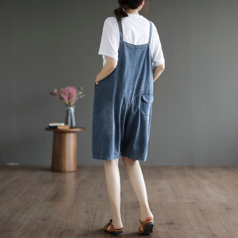 Sommer Løs Casual Bomuld Denim Jumpsuit