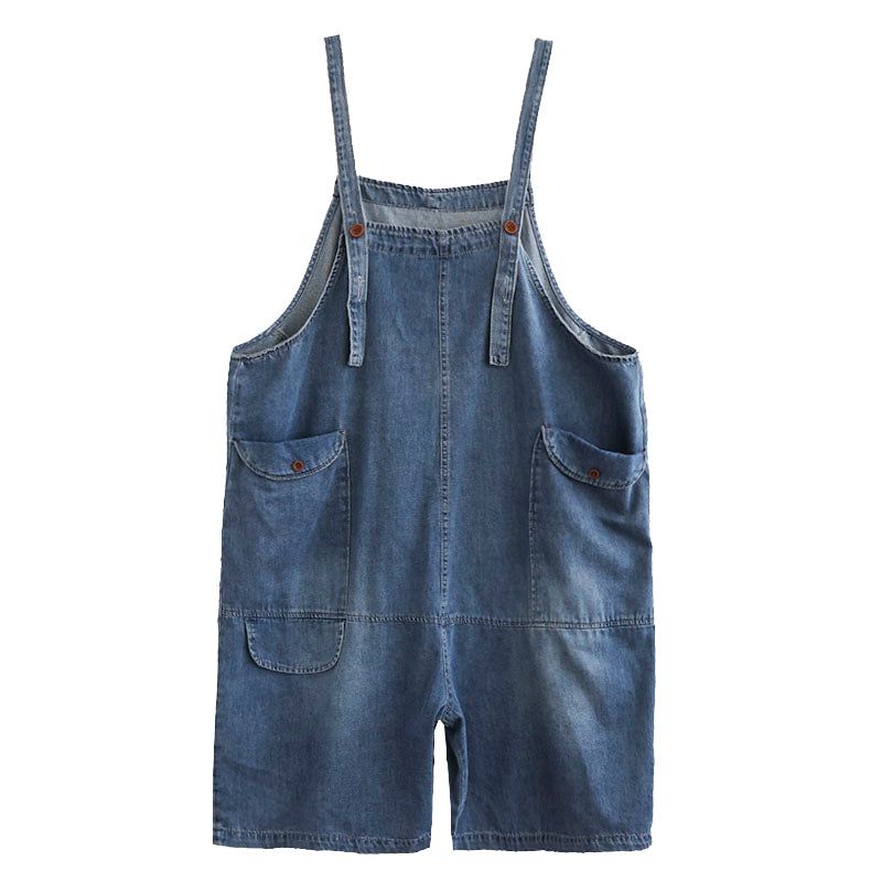 Sommer Løs Casual Bomuld Denim Jumpsuit