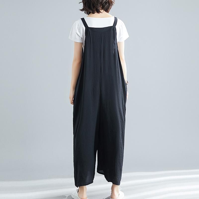 Sommer Solid Single Button Casual Løse Jumpsuits Til Kvinder