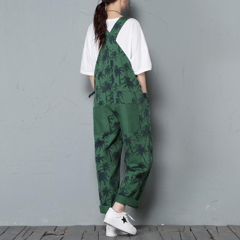 Spring Hagesmæk Dame Løs Jumpsuit Med Afslappet Print