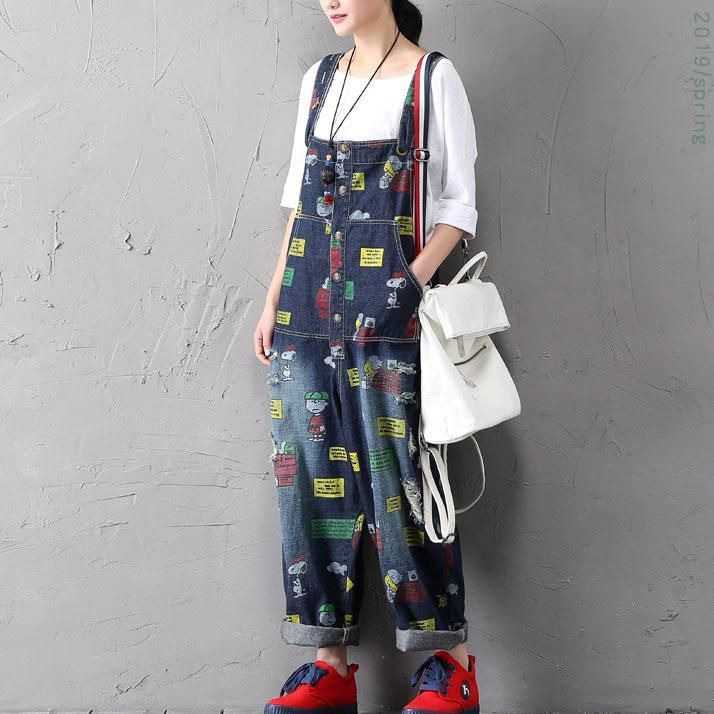 Tegneserietryk Retro Denim Jumpsuit