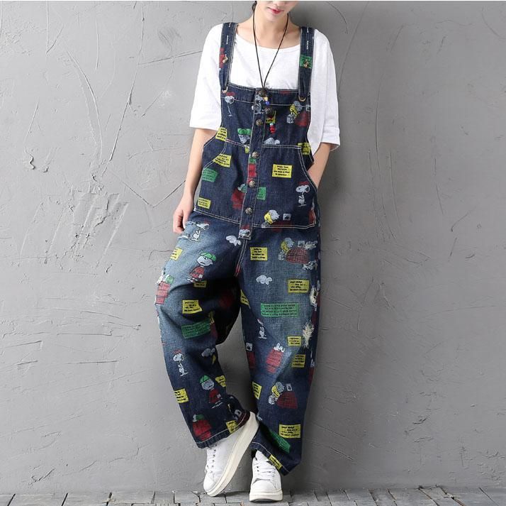 Tegneserietryk Retro Denim Jumpsuit