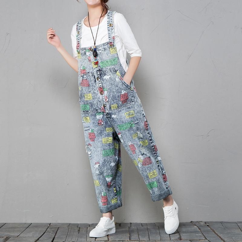 Tegneserietryk Retro Denim Jumpsuit