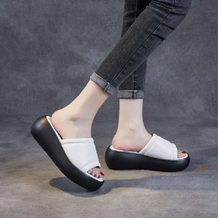 Dame Sommer Læder Casual Wedge Hjemmesko