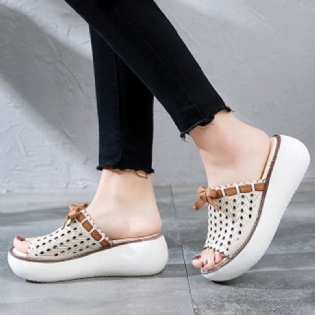 Hollow Out Bow Knot Platform Casual Hjemmesko