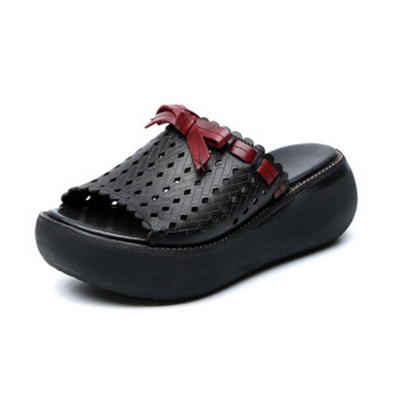 Hollow Out Bow Knot Platform Casual Hjemmesko