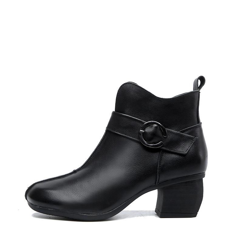 Autumn Læder Mid-heel Vintage Støvler