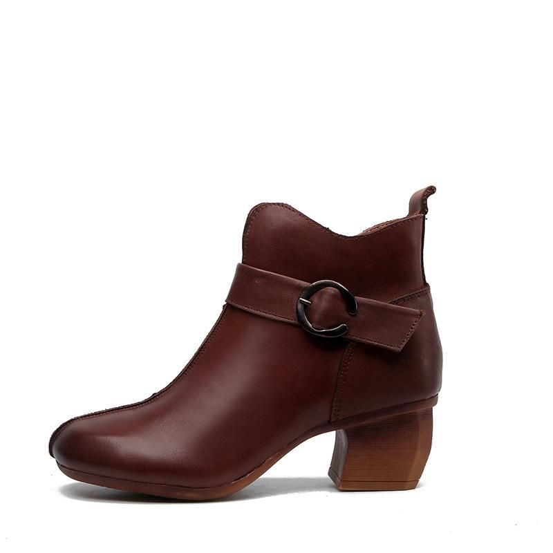 Autumn Læder Mid-heel Vintage Støvler