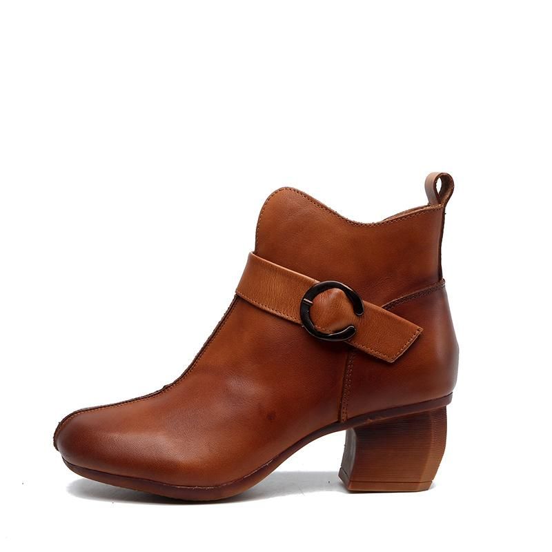 Autumn Læder Mid-heel Vintage Støvler