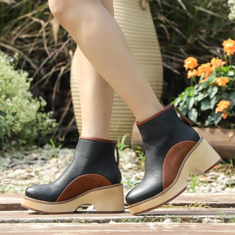 Dame Vintage Autumn Thick Slipsole Støvler