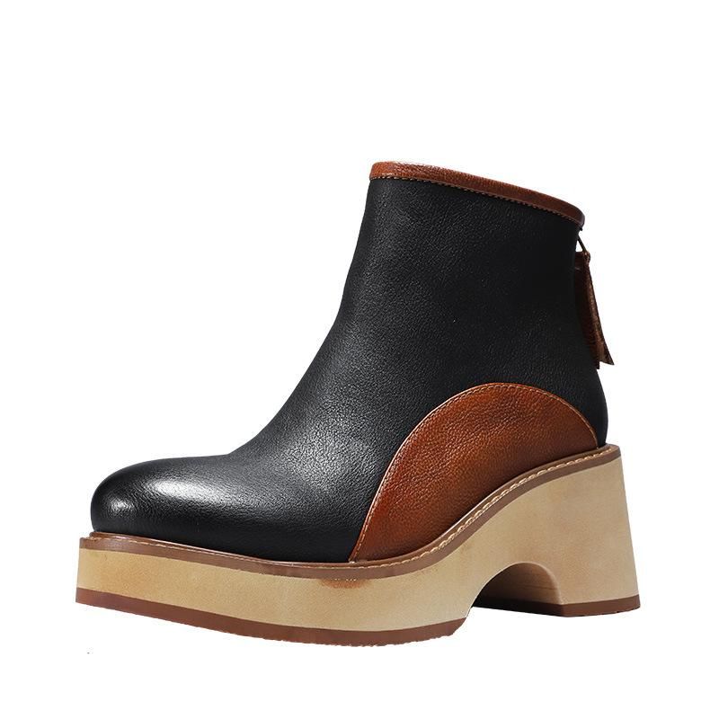 Dame Vintage Autumn Thick Slipsole Støvler