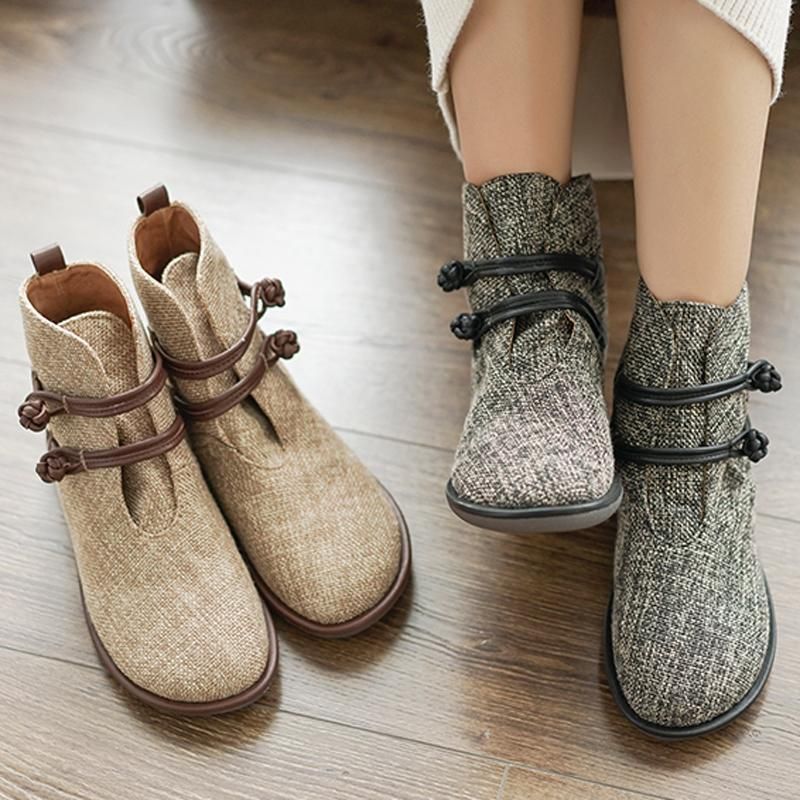 Vintage Fashion Cloth Buttoned Runde Toe Boots