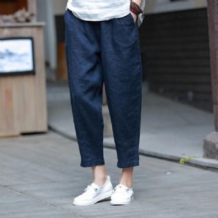 Bomuld Og Hør Kvinders Casual Cropped Pants Radisebukser