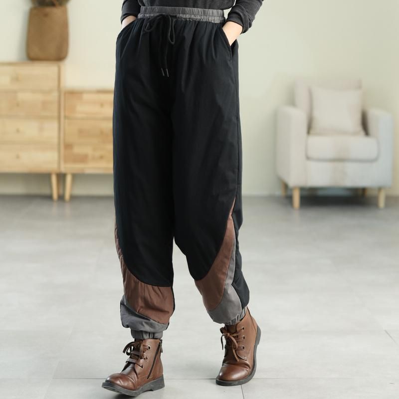 Bomuldspolstret Patchwork Vinter Casual Pencil Pants