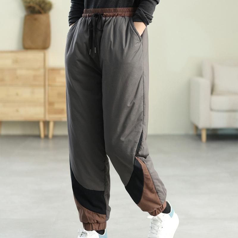 Bomuldspolstret Patchwork Vinter Casual Pencil Pants