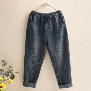 Broderede Ragged Jeans