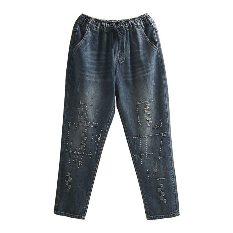 Broderede Ragged Jeans