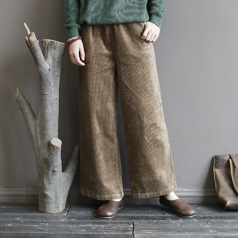 Corduroy Casual Wide Leg Pants Spring