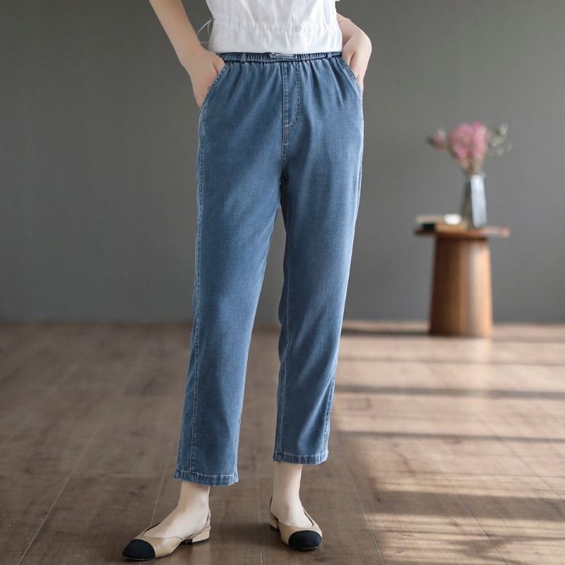 Dame Sommer Løse Solid Bomuld Jeans