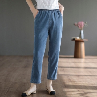 Dame Sommer Løse Solid Bomuld Jeans