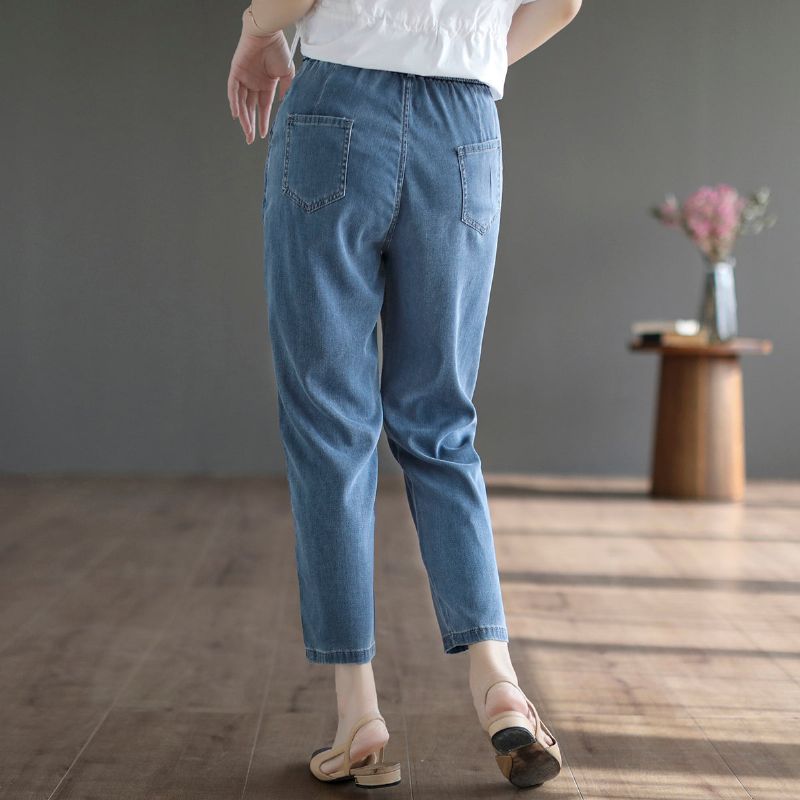 Dame Sommer Løse Solid Bomuld Jeans