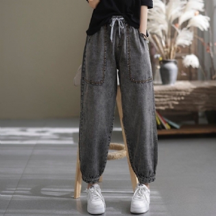 Dame Spring Loose Retro Bomuld Casual Harem Jeans