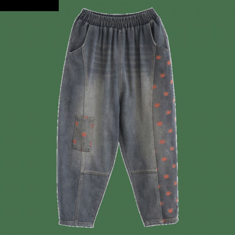 Elastisk Talje Patchwork Denim Harem Bukser