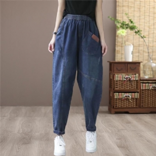 Forår Efterår Løse Casual Retro Patchwork Harem Jeans