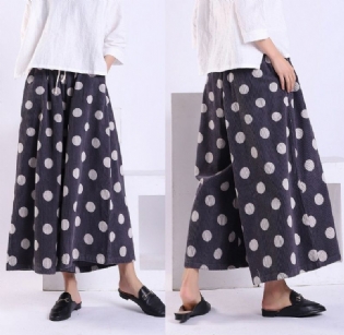 Forår Efterår Polka Dot Corduroy Wide Leg Bukser