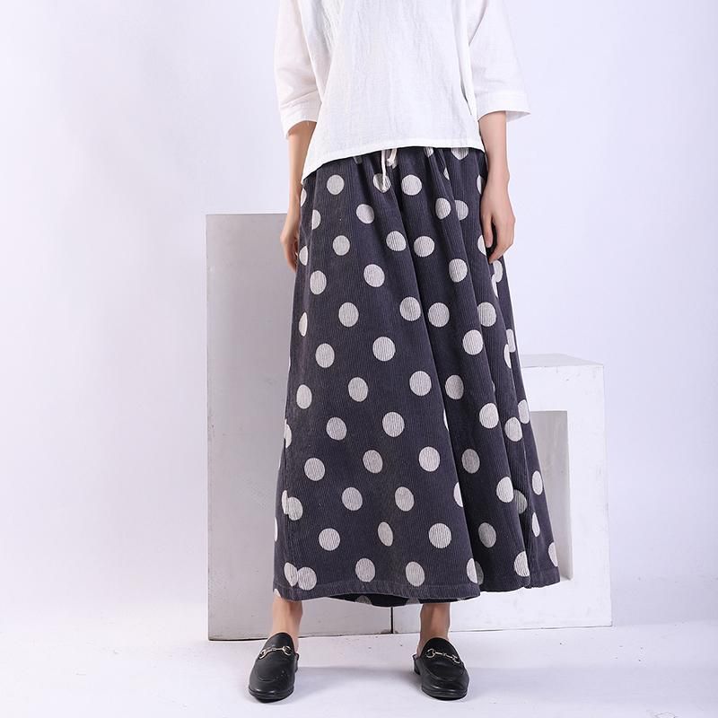 Forår Efterår Polka Dot Corduroy Wide Leg Bukser