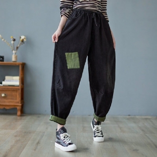 Forår Kvinder Løse Retro Patchwork Casual Jeans