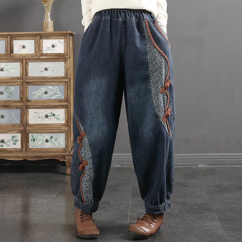 Forår Retro Casual Patchwork Løse Harem Jeans