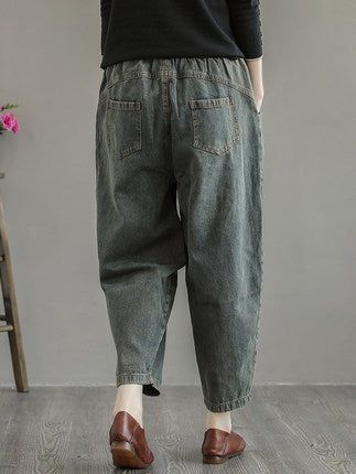 Forår Sommer Kvinder Retro Løse Bomuldsjeans