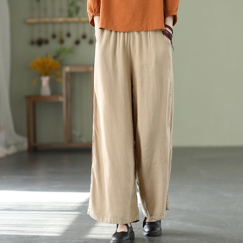 Kvinder Forår Sommer Linen Casual Wide-leg Bukser