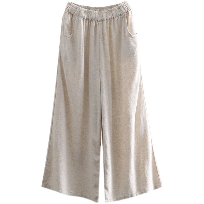 Kvinder Forår Sommer Linen Casual Wide-leg Bukser