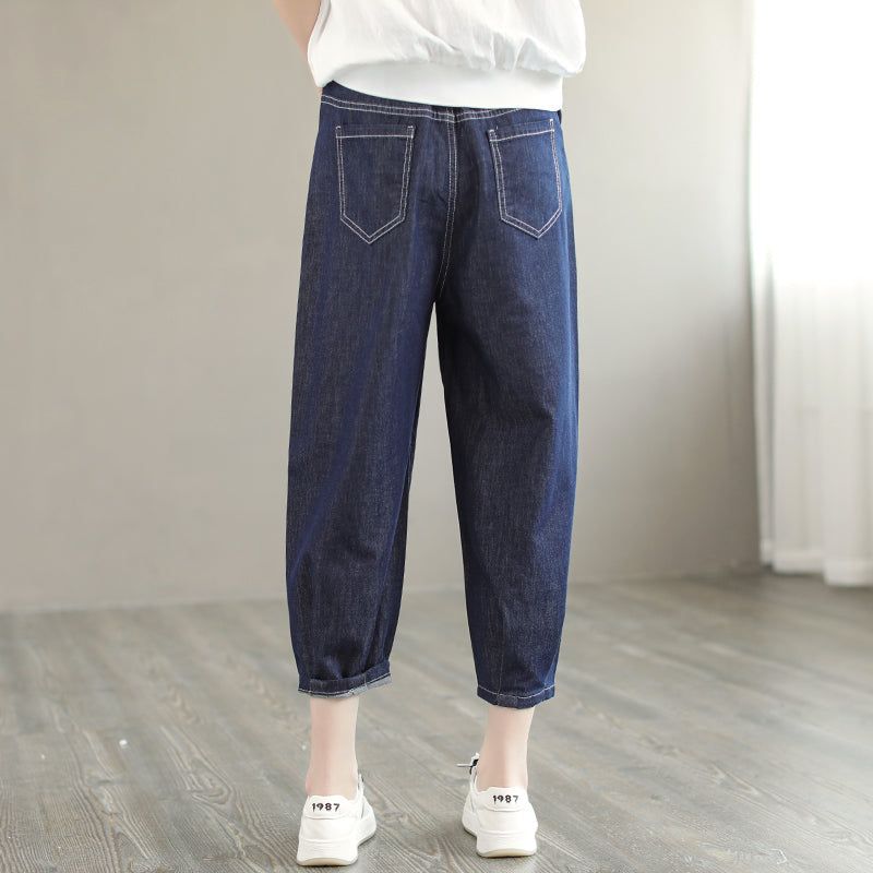 Kvinder Retro Casual Sommer Løse Harem Bomuld Jeans