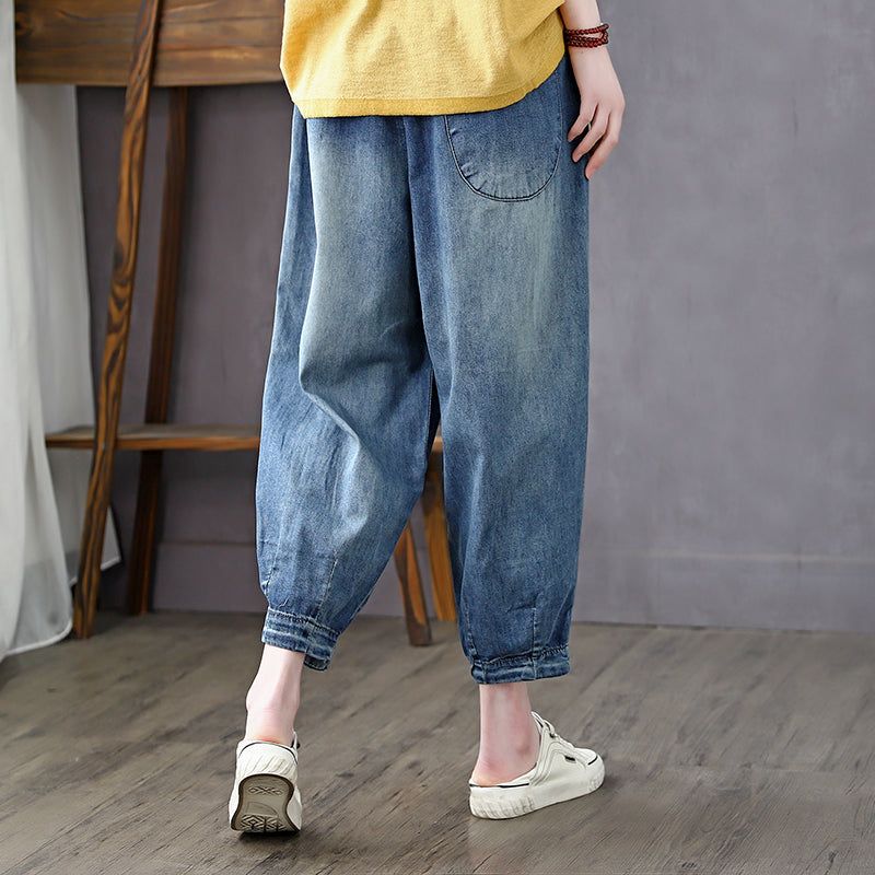 Kvinder Sommer Vintage Broderi Tynde Bomulds Jeans