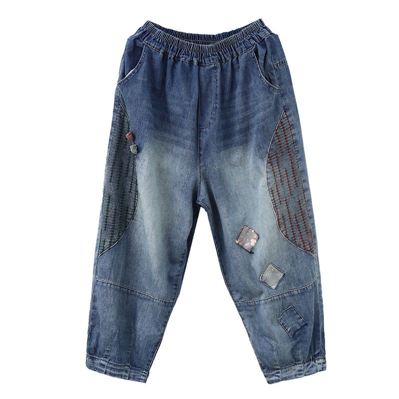 Kvinder Sommer Vintage Broderi Tynde Bomulds Jeans