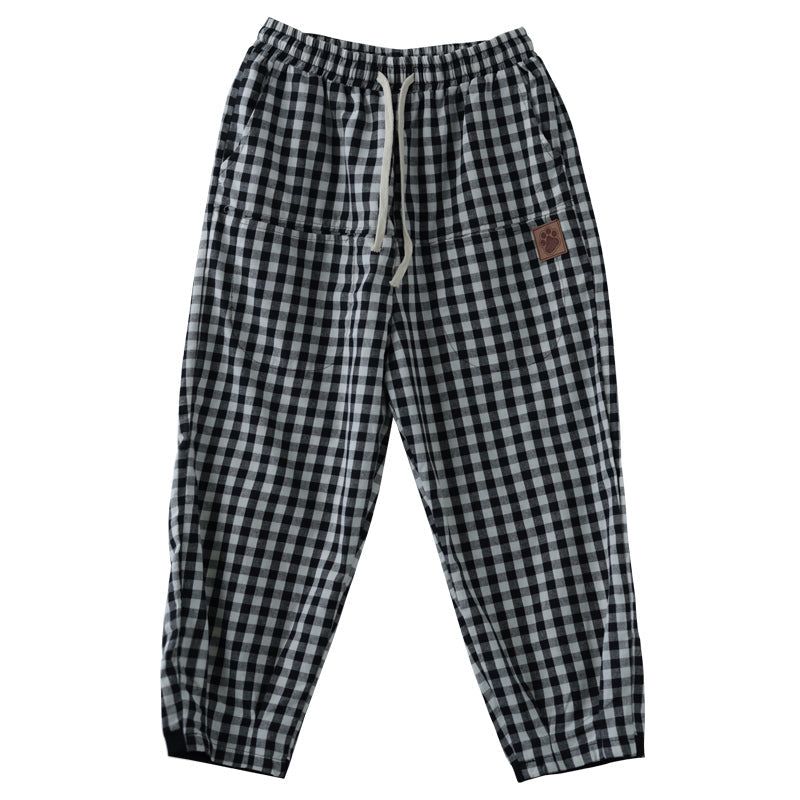 Kvinder Sommer Vintage Plaid Bomuld Harem Bukser