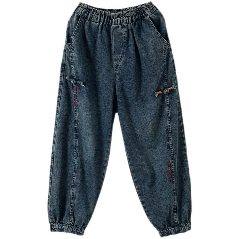 Kvinder Spring Bomuld Denim Casual Løse Jeans